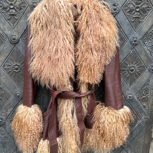 Vintage Afghan Real Mongolian Fur & Real Leather. Charlotte Simone Style - Picture 4 of 9